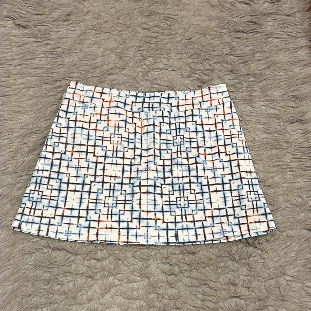 PGA Tour Patterned Blue and Orange Grid Mini Skort